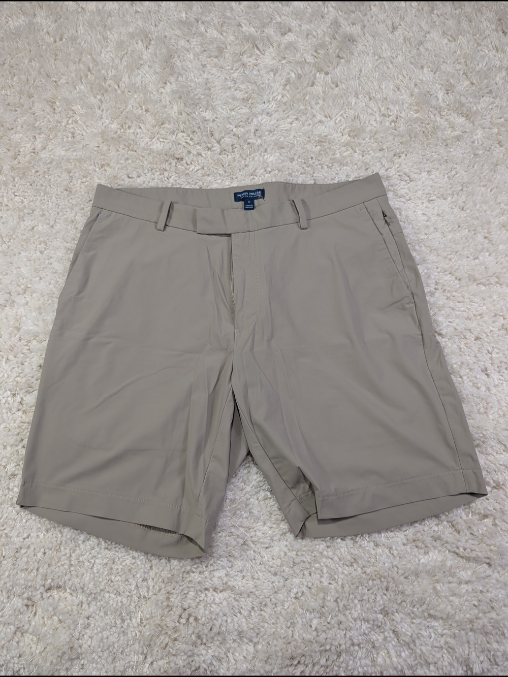 Peter Millar Beige Performance Flat-Front Golf Shorts